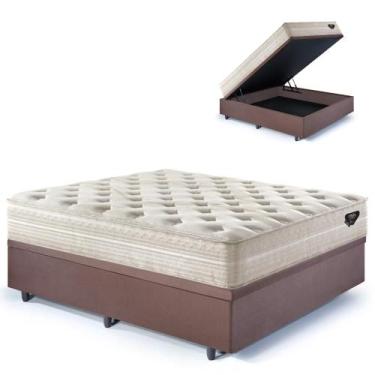 Imagem de Base Box Baú Casal 138x188 Suede Marrom com Colchão Audaz Molas Ensaca