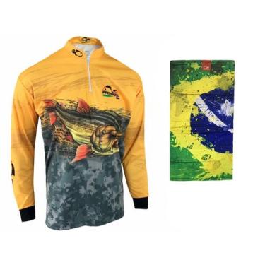 Imagem de Kit Camiseta de Pesca Faca na Rede CS Dourado 2021 + Bandana