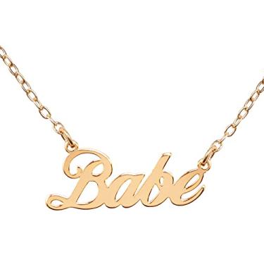 Imagem de xo, Fetti Colar Babe, gargantilha de 35,5 cm, joia delicada com placa de identificação dourada | Decorações de despedida de solteira, lembrancinha de dama de honra, presente de aniversário, BFF, Aço