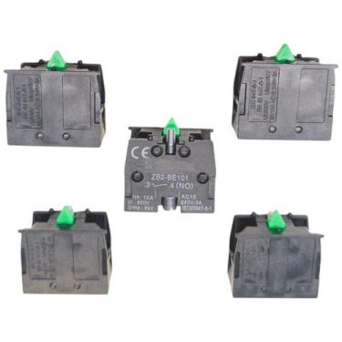 Imagem de Kit 5 Bloco de Contato NO NA Aberto Botões Chaves Seletoras Verde BE10