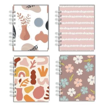 Imagem de Kit Com 4 Cadernos Capa Dura para anotação cadernos de bolso, A6, cadernos wire-o, pautados para faculdade e escola, para mulheres, presente, escritório, material escolar - Capas Boho Brincando com as cores