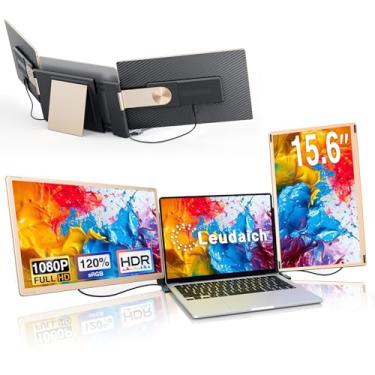 Imagem de Extensor de tela portátil de 15,6 polegadas Leudaich, extensor de monitor portátil DIY 1080p com rotação de 360°, laptops de monitor triplo destacável Plug & Play, compatível com Mac, Wins, Android