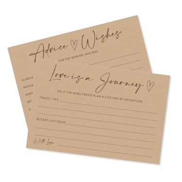 Imagem de Conjunto de cartões Advice & Wishes - Minimalism Brown - 15 cartões de conselhos e desejos e 15 cartas Love Is A Journey para novos casais, recém-casados, noivado, lembrancinhas de festa de casamento