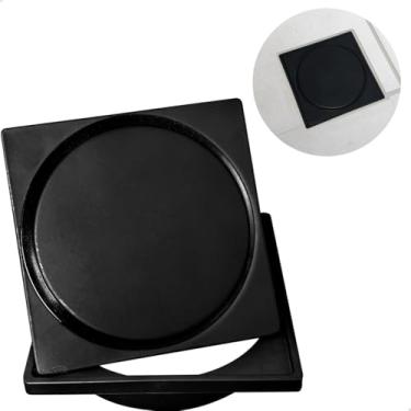 Imagem de Dona D Cor, Ralo Click Preto Inox 10x10 E Porta Grelha De Plástico Quadrado Kit Banheiro Box Caixilho Suporte Ralo Tampa Caixa Sifonada Ralo Inteligente 10cm