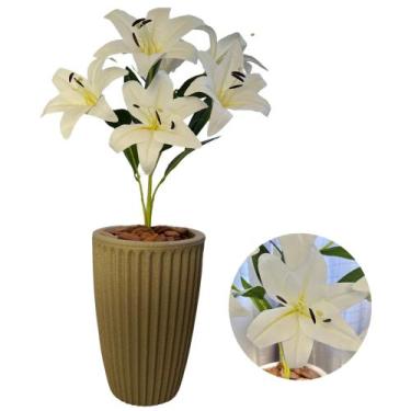 Imagem de Planta Artificial Lirio com Vaso Cone Polietileno Completo - Flores Im