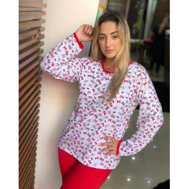 Imagem de Pijama Feminino Inverno Blusa manga longa e Calça Roupa de Dormir Conf
