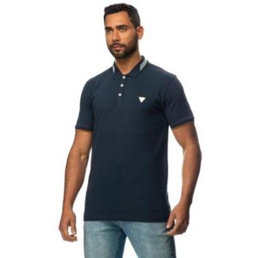 Imagem de Camisa Polo Friso Gola Guess Azul Escuro-Masculino