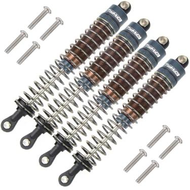 Imagem de TOOMOD Kit de amortecedores de 1/10 100 mm RC preenchido a óleo para Tamiya Bullhead SuperClod Buster TRX4 Axial SCX10 D90 Crawler Buggy Car Upgrades Peças de substituição (cinza)