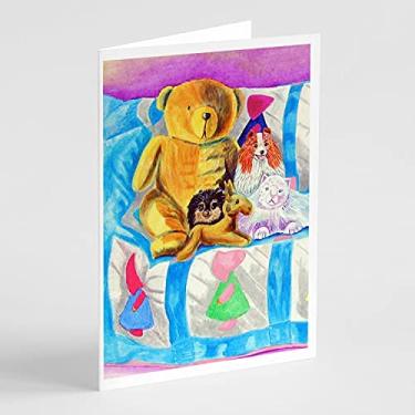 Imagem de Caroline's Treasures 7102GCA7P Cartões de felicitações e envelopes da Pomerânia no sofá, pacote com 8, 7 x 5, multicolorido