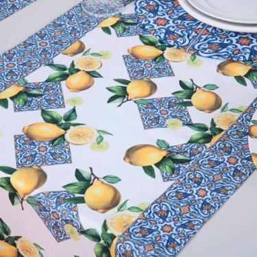 Imagem de Caminho de Mesa Estampado Allegra 1 Peça Limâo - Home Fernandes