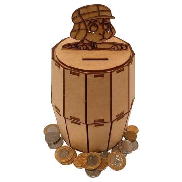 Imagem de Cofrinho De Moedas Barril Turma Do Chaves Em Madeira Decor