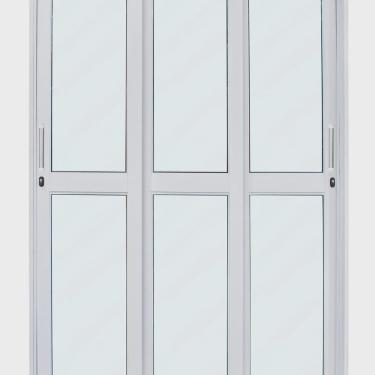 Imagem de Porta de Correr de Aço 215x200cm 3 Folhas Moveis Ideal Crv Esquadrias Branco