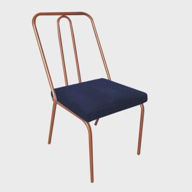 Imagem de Cadeira de Jantar Drika Office Escritório Recepção Ferro Bronze Corino Azul Marinho - Ahz Móveis