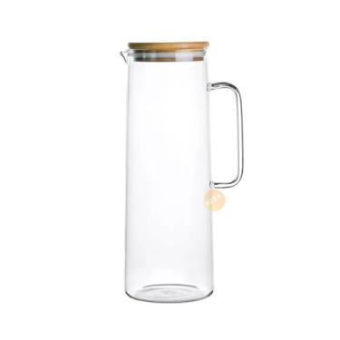 Imagem de Jarra de Vidro 1,5L Borossilicato Tampa Bambu Transparente Linha Mesa Posta Jarra de Suco Geladeira
