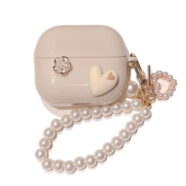 Imagem de JLSDBMZ Capa de fone de ouvido para Samsung Galaxy Buds 3/Buds 3 Pro, capa protetora branca à prova de choque, presente para meninos/meninas/adolescentes (coração)