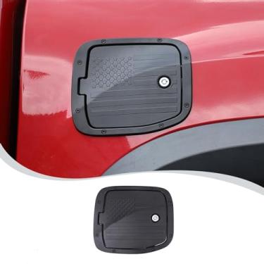 Imagem de LLKUANG Tampa protetora de tanque de combustível de gás compatível com Toyota Tacoma 2016-2022 tampa de bloqueio de porta de tanque de combustível antifurto tampa de porta de óleo de carro peças de