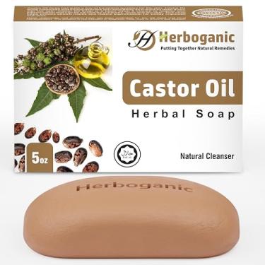Imagem de HERBOGANIC Sabonete de óleo de rícino | Sabonete em barra natural para rosto e corpo | Nutritivo e rejuvenescedor | Infundido com óleo de rícino | Suave para homens e mulheres | 142 g (pacote com 1)