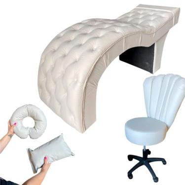 Imagem de Kit Maca M1 70 + Mocho Pétala + Kit Almofadas - In9 Decor, Corino Bege