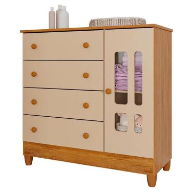 Imagem de Cômoda Infantil Ariel com Porta Off White Bétula– Carolina Baby