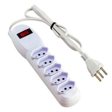 Imagem de Filtro de Linha Slim 5 Tomadas Tripolar Bivolt 80Cm Branco - Force Lin