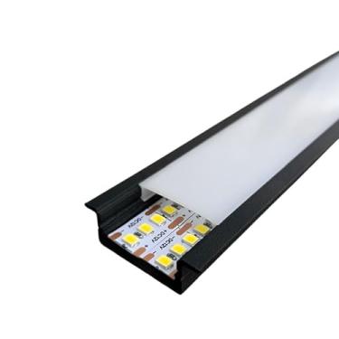 Imagem de 2 Barras Perfil De Led Embutir 30x10mm 1m Preto
