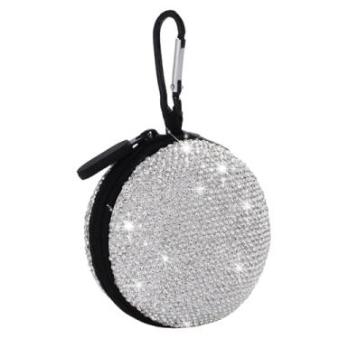 Imagem de Capa para fones de ouvido, capa redonda de strass, fone de ouvido pequeno de luxo, portátil para viagem, suporte multiuso, fone de ouvido