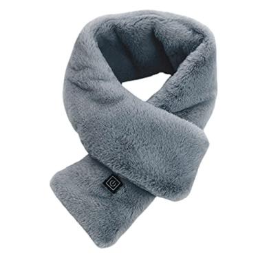 Imagem de Cachecol de aquecimento de inverno cachecol aquecido recarregável por USB cachecol de aquecimento elétrico ajustável de inverno cachecol cinza