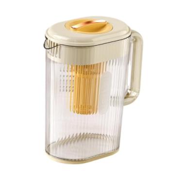 Imagem de WeiLaiKeQi Jarra de água com filtro retrátil, bebida de geladeira com bico portátil Fruit Infuser Pitcher Water Jug for Dining Kitchen, Amarelo