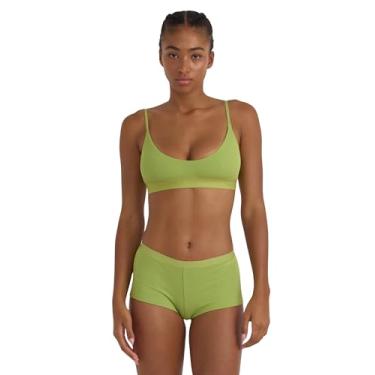 Imagem de Organic Basics Sutiã feminino com nervuras e costas abertas e gola redonda, Verde Matcha, GG