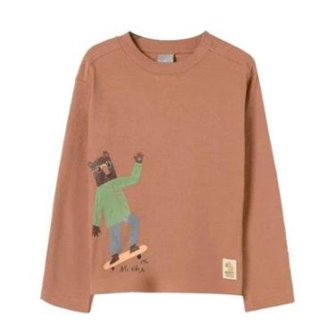 Imagem de Camiseta Básica Hering Kids Infantil Menino Manga Longa Marrom-Masculino