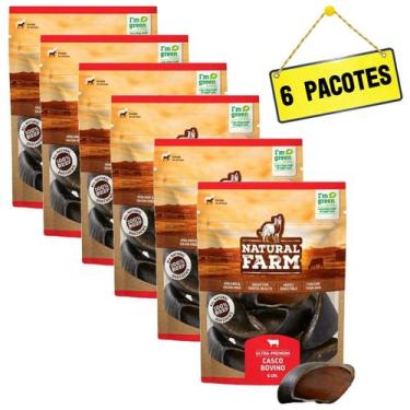 Imagem de Kit 6 pacots mordedor natural casco bovino natural farm  - petiscão