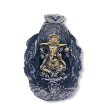 Imagem de Incensario cascata folha ganesha prata 11 cm em resina - Lua Mistica