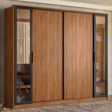Imagem de Guarda Roupa Casal 4 Portas Vidro Reflecta e 4 Gavetas Estônia - Demób