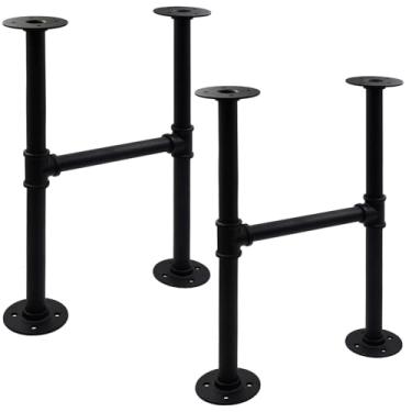 Imagem de Itvexeme Conjunto de pernas de mesa de tubo industrial, pernas de base de ferro para mesas de centro, mesas-de-cabeceira, vintage, cinza escuro preto, tubos ásperos, 2 peças (76 cm)