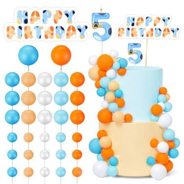 Imagem de Yaomiao 34 Pcs Blue Birthday Candles and Blue Orange Ball Cake Toppers Decorations Cake Topper Balloons for DIY Dog Cake Baking Wedding Anniversary Birthday Decoration(5)