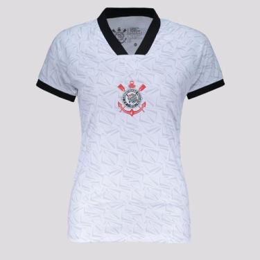 Imagem de Camisa Corinthians Estampada Feminina Branca e Cinza - Coimbra, G