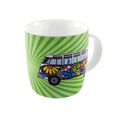 Imagem de BRISA VW Collection - Volkswagen Samba Bus T1 Caneca de café para van de campista, xícara de chá para cozinha, garagem, escritório - equipamento de campismo/ideia de presente/lembrança (design: frente/verde/ônibus amoroso)
