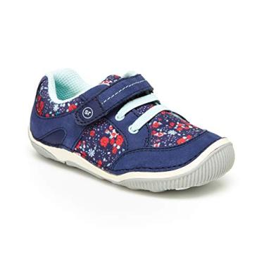 Imagem de Stride Rite Tênis infantil unissex Rosie infantil de couro leve, Azul marino, 4 Wide Toddler