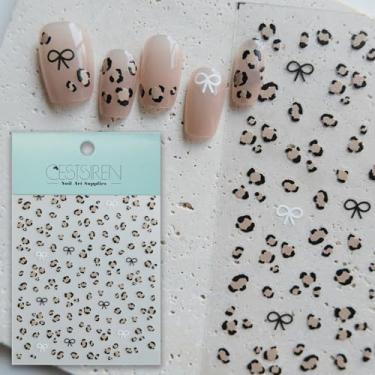Imagem de CESTSIREN Adesivos de unha com estampa de leopardo, decalques coquete para design de arte, acessórios autoadesivos para mulheres, suprimentos estéticos