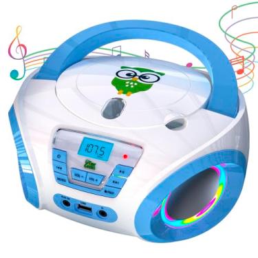 Imagem de Tinygeeks Leitor de CD infantil Tunes para crianças, rádio FM, inclui pilhas, azul, leitor de CD Boombox, portátil, leitor de CD para crianças e crianças pequenas, azul