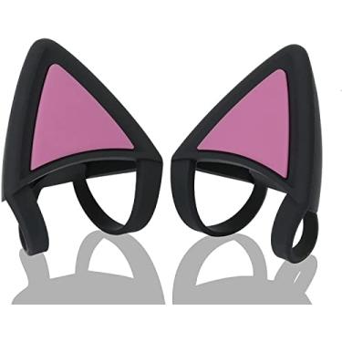 Imagem de Fones de ouvido Gamer Orelhas de gato de substituição para fone de ouvido para jogos Razer/HyperX/Logitech/Astro, tiras ajustáveis de silicone acessório para meninas que brilham no escuro, preto/roxo - LEFXMOPHY