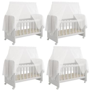 Imagem de Kit 04 Berços Para Boneca Magia Brinquedo Infantil Branco