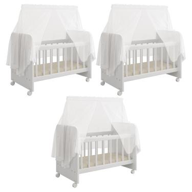 Imagem de Kit 03 Berços Para Boneca Magia Brinquedo Infantil Branco