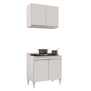 Imagem de Kit Armário Aéreo Balcão Para Cooktop 02s 80cm Branco