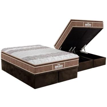 Imagem de Cama Box Baú Queen Colchão Espuma Probel D33/Ep Plus Pillow Top+Base Brown(158X198)