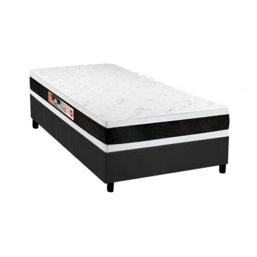 Imagem de Cama Box Solteiro: Colchão Espuma Castor D45 Black E White Air Double Face + Base Gray(88X188)