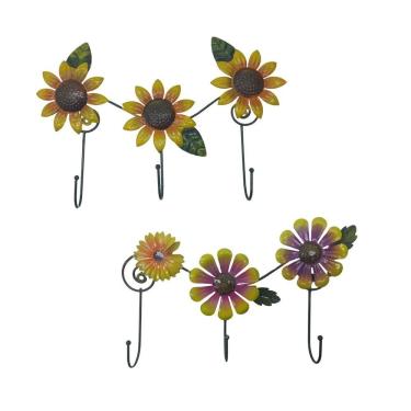 Imagem de Gancho De Ferro Triplo Flores Para Chapeu Bolsa Bone Enfeite Pendura Sortido Kit Com 2