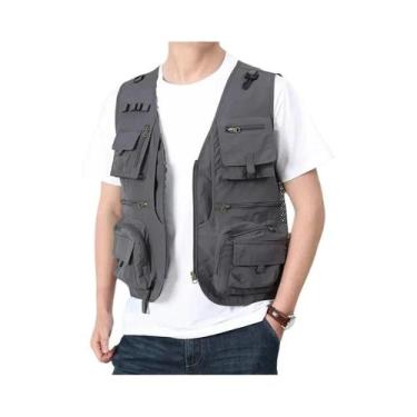 Imagem de Colete Tático de Pesca Masculino 7XL - 14 Bolsos de Malha Cargo, BR-G3