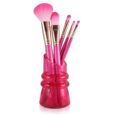 Imagem de Kit Com 5 Pincéis Com Suporte Jacki Design Fúcsia