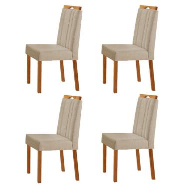 Imagem de Kit 4 Cadeiras ágata Com Puxador Móveis Minas Cor Linho Bege